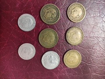 Hiszpania 1p 1940+ 2x 1947+2x53+63, 2x10c 1959