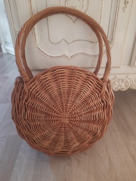 Piękna stara Wiklinowa torba koszyk vintage na plażę, zakupy
