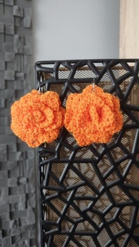 Kolczyki pomarańczowe róże Duże 
