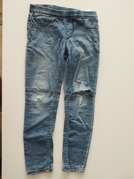 Spodnie jeansy z przetartą dziurą na kolanie H&M 