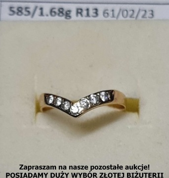 Złoto śliczny pierścionek p.583 1,68g PRZECENA 