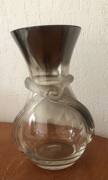Piękny wazon szklany z lat 60 tych PRL