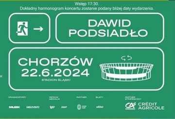 2 Bilety na Dawid Podsiadło 22.06.24 Chorzów