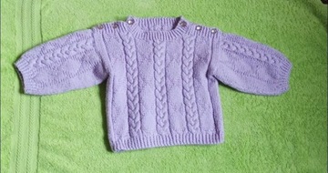 Sweterek fioletowy dla dziewczynki 5-7m-cy.