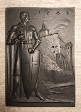 Plakieta Krzyżak Huta Gliwice 1942 żeliwo