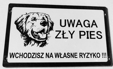 Tabliczka ostrzegawcza uwaga zły pies duży wybór