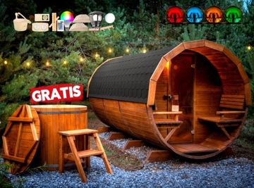 SAUNA Ogrodowa 400cm + PRZEDSIONEK + Beczka GRATIS