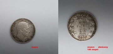 Moneta, Peter I, 50 Para, 1915 - unikat obrócona