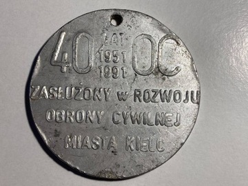 Obrona Cywilna OC Kielce medal PRL 40 lat RZADKOŚĆ