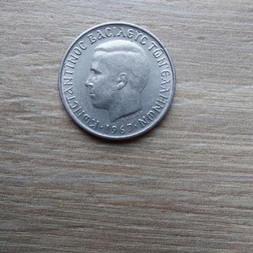 Grecja drachma 1967 st +II żaglowiec,Konstantyn II