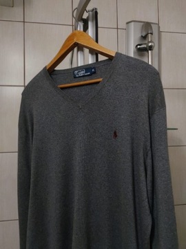 sweter sweterek Ralph Lauren XL szary siwy brązo