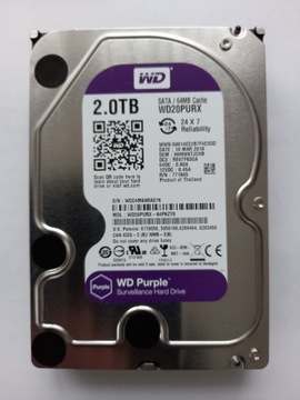 Dysk 2TB WD20PURX SATA mało używany