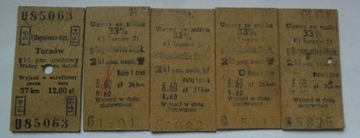 5 x Bilety kartonikowe PKP Tarnów-Bogoniowice Cięż