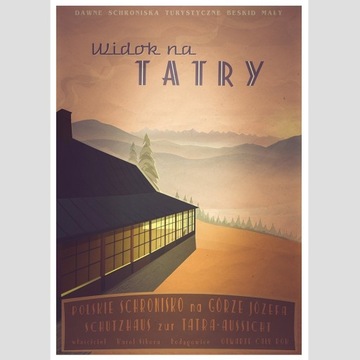 Plakat retro Schronisko Widok na Tatry Beskidy