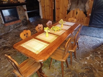 zestaw stół + 8 krzeseł -drewniany