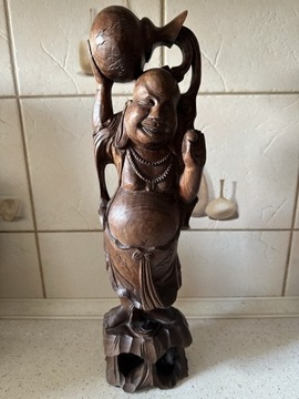 Happy Budda, Feng Shui, figurka drewno