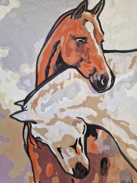 Obraz akrylowy ręcznie malowany Siwy z Rudym 40x50 cm