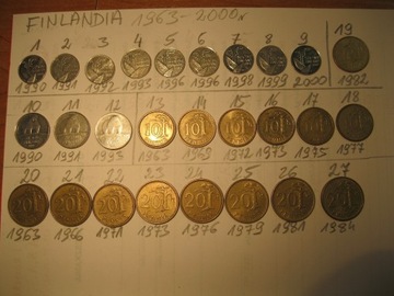 Finlandia 10, 20 i 50 pennia 1963-2000r