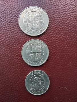 Zestaw monet Islandia 3 sztuki. 