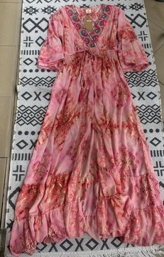 Sukienka jedwabna boho maxi