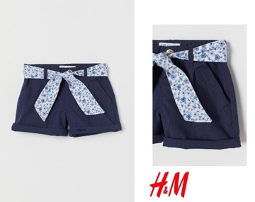H&M granatowe szorty z paskiem__140 CM