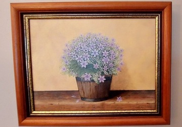 Obraz olejny Bukiet kwiatów w wazonie. 