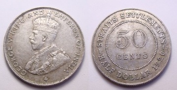 STRAITS SETTLEMENTS 50 cents 1920 r.
