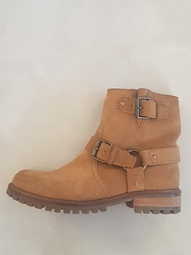 Buty botki   Pull and Bear zamsz brąz camel r.38