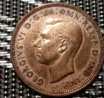 Anglia Jerzy VI Half Penny 1947 brąz