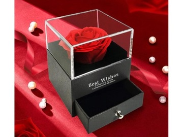 Wieczna Róża w Eleganckim Pudełku z Szufladką na Biżuterię-Dzień matki
