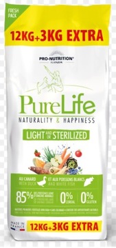 Pure Life 12kg + 3kg Light Sterilized 15kg Pokarm