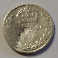 Moneta Wielka Brytania 3 pensy 1900 r. Sreberko.