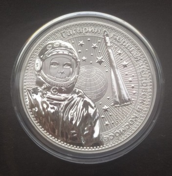 Interkosmos Gagarin 1oz Ag999 Germania 2021 Srebro