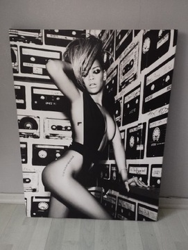 Obraz na płótnie Rihanna Oldschool Czarno Biały 