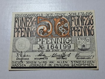 NOTGELD SCHLESWIG 50 PFENNIG 1920 NIEMCY 