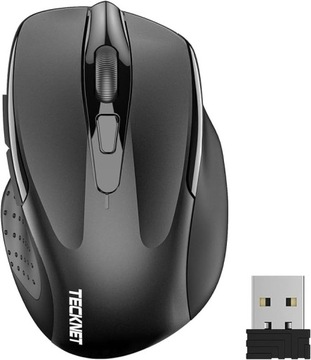 TECKNET Mysz Bezprzewodowa, ergonomiczna mysz optyczna 2.4G czarna