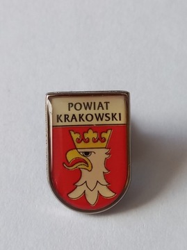 Herb powiat Krakowski przypinka pin odznaka wpinka