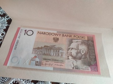 Banknot 10  PLN.  Józef Piłsudski.