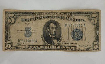 5 dolarów 1934 A niebieska pieczęć