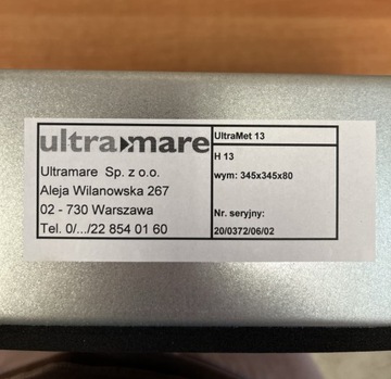 Filtr Powietrza wentylacji Absolutny Ultramare 345 * 345 * 80