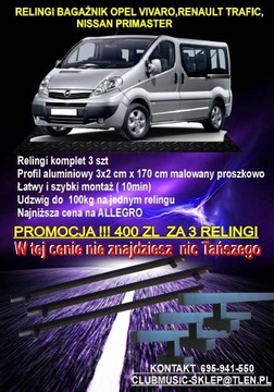 BAGAŻNIK DACHOWY RELINGI OPEL ,NISSAN,RENAULT 3szt