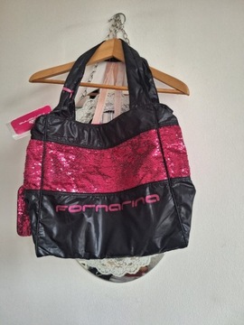 Czarno-różowa torba ortalionowa Fornarina