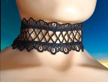 Choker czoker czarna koronka regulowany gothic y2k