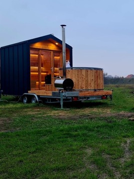 Mobilna sauna, jacuzzi, drewniana sauna ogrodowa