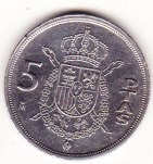 HISZPANIA ... 5 peset ... 1983 ... KM 823
