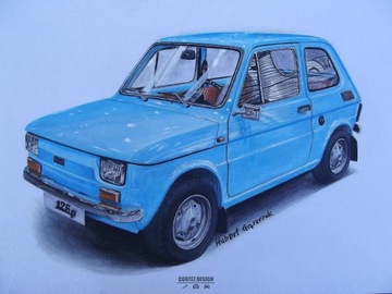 Obraz akrylowy Fiat 126p 21x29,7cm papier akryl