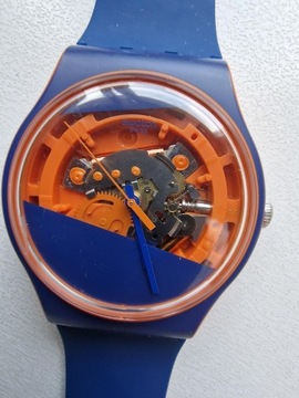 Zegarek Swatch granatowo - pomarańczowy