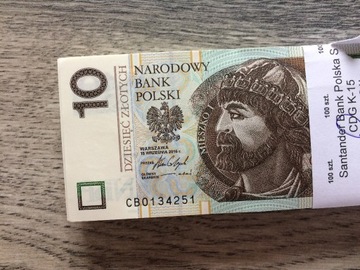 Banknot 10 zł seria CB    2016r.stan UNC