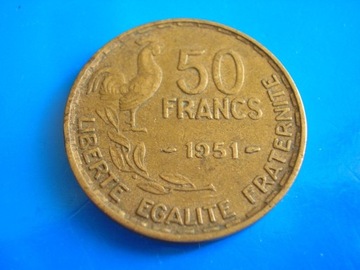 Francja 50 francs franków 1951 kogut