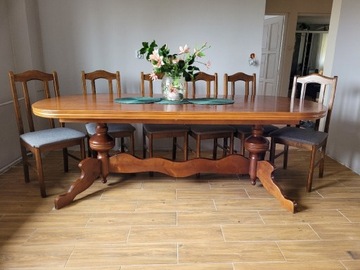Stół drewniany 100x300 + 12 krzeseł